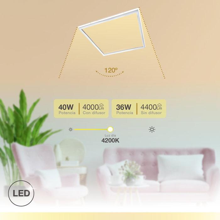 GSC Evolution Marco empotrable panel LED Reteta 59,5x59,5cm 40W 4200K Blanco