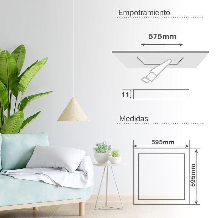 GSC Evolution Marco empotrable panel LED Reteta 59,5x59,5cm 40W 4200K Blanco