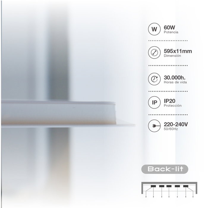 GSC Evolution Marco empotrable panel LED Reteta 59,5x59,5cm 40W 4200K Blanco