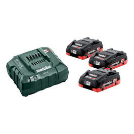 Metabo Basis-Set ASC 30-36V + 3x 18V 4.0 Ah - Set de Baterías y Cargador para Herramientas