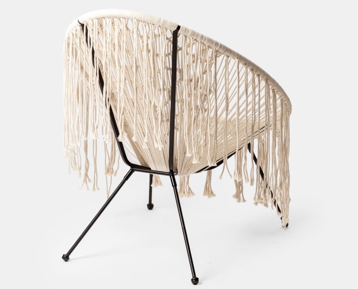 DKD Home Decor Silla de Hierro y Algodón con Flecos Trenzado DKD Home Decor Silla de Hierro y Algodón con Flecos Trenzado