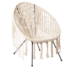 DKD Home Decor Silla de Hierro y Algodón con Flecos Trenzado