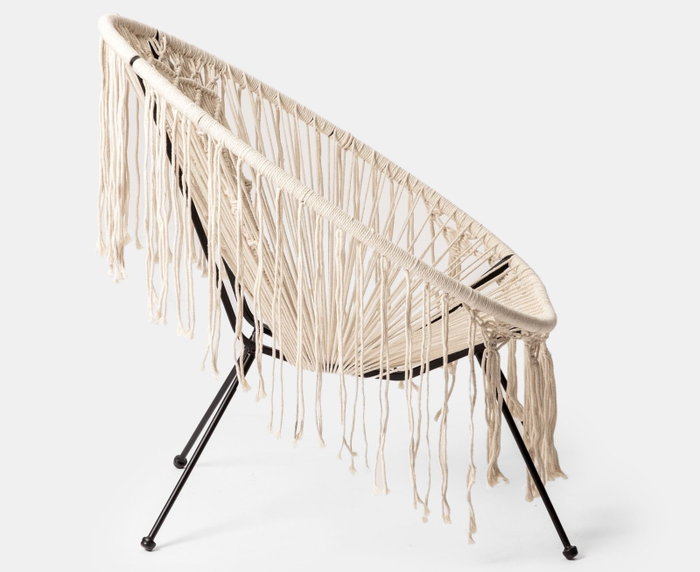 DKD Home Decor Silla de Hierro y Algodón con Flecos Trenzado DKD Home Decor Silla de Hierro y Algodón con Flecos Trenzado