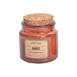 Home Deco Factory Vela Perfumada Colección Apothicaire Almizcle Blanco Flor Algodón Ámbar Tarro Vidrio Corcho Cera Parafina 7 cm
