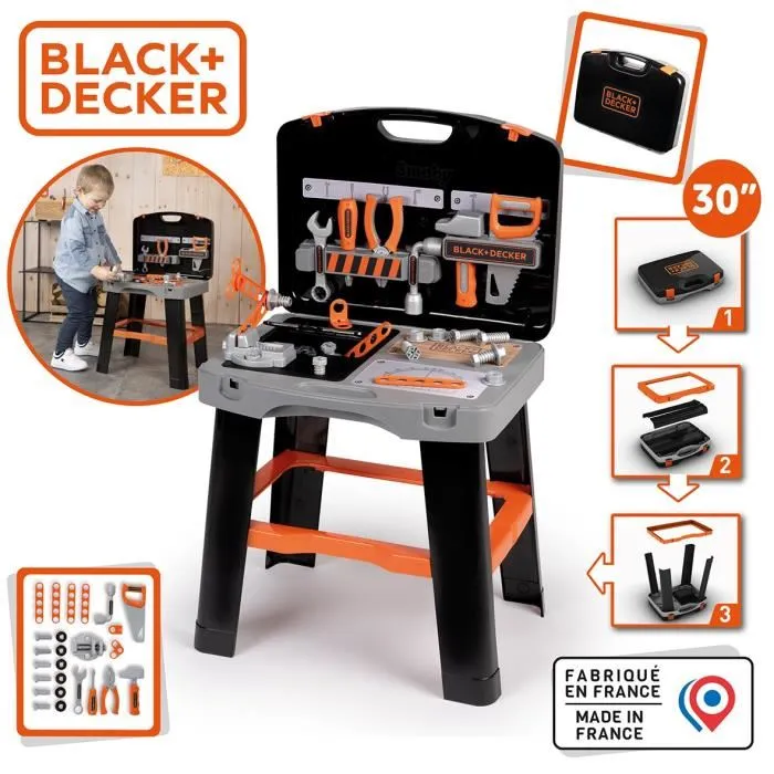 Smoby Banco maletín de Herramientas Black&Decker con 33 accesorios