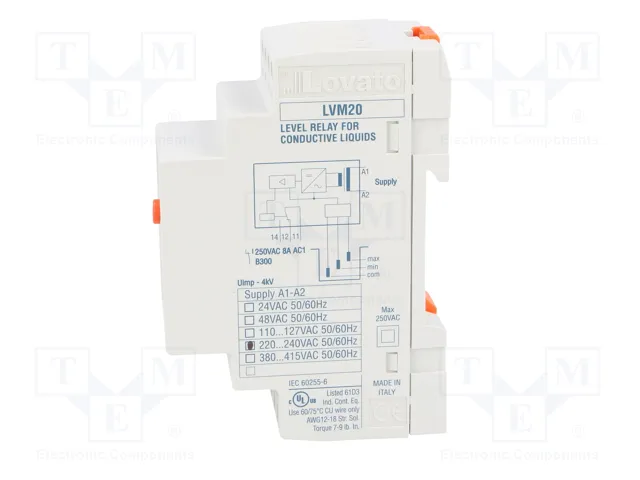 LOVATO ELECTRIC LVM20A240 Relé de monitorización de nivel conductivo 220...240V AC