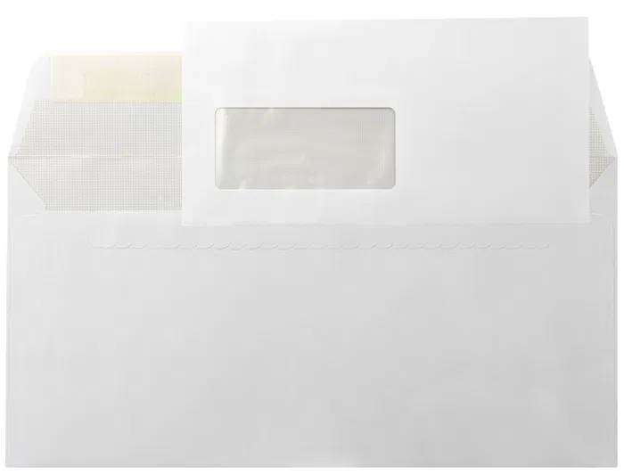 Liderpapel Sobre N.6 Blanco Americano con Ventana Izquierda, Tira Silicona Open System, 115x225 mm, Caja 500 Unidades