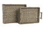 DKD Home Decor Set de 2 Bandejas de Seagrass y Metal Natural 42x32x13 cm