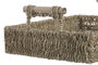 DKD Home Decor Set de 2 Bandejas de Seagrass y Metal Natural 42x32x13 cm