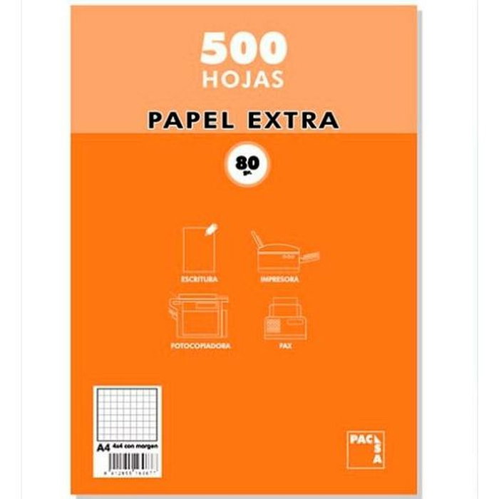 Pacsa Paquete Papel Extra A4 80gr 500H Blanco Sin Taladros Pacsa Paquete Papel Extra A4 80gr 500H Blanco Sin Taladros