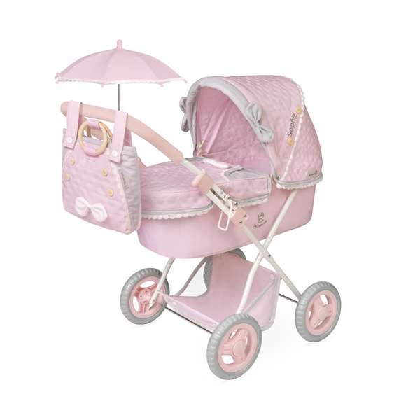 Sophie Coche de muñeca plegable con sombrilla y bolso Sophie - para muñecas de hasta 48 cm. 38x65x60 cm