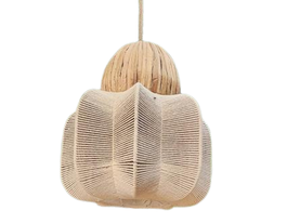DKD Home Decor Lámpara de Techo Algodón y Seagrass Natural 31x31x29 cm