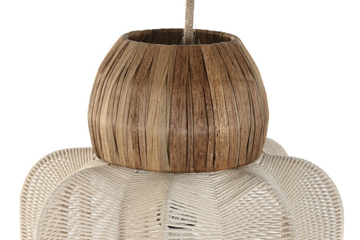 DKD Home Decor Lámpara de Techo Algodón y Seagrass Natural 31x31x29 cm