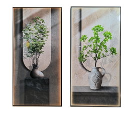 DKD Home Decor Set de 2 Cuadros Jarrón Aluminio y MDF 80x160 cm
