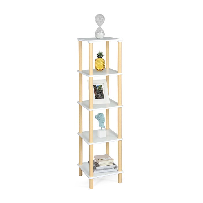 Moblekit Estantería de Madera de 5 Niveles Blanco