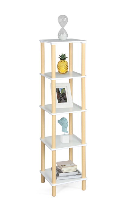 Inde Estanteria Madera Cuadrada 5 Niveles White Moblekit