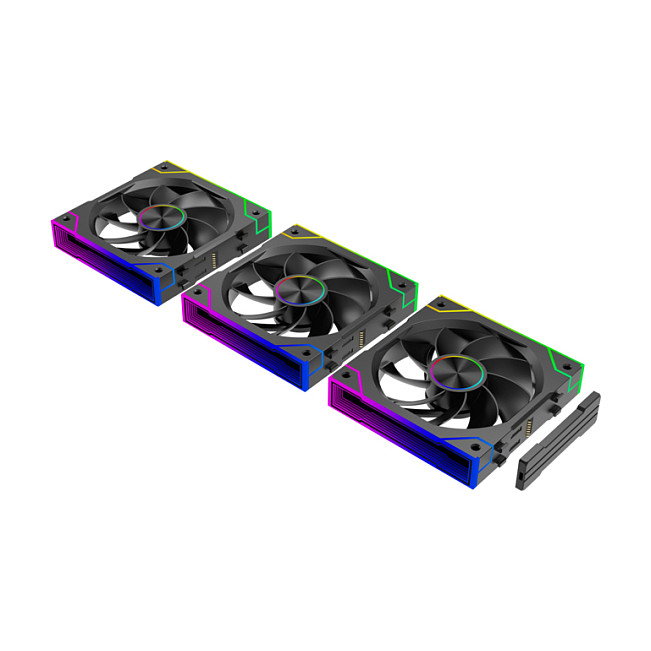 Xilence XPF360R.ARGB Pack de 3 Ventiladores para PC de 120mm PWM ARGB Reversible, Negro, 3 pines, 2000 RPM, 62 CFM