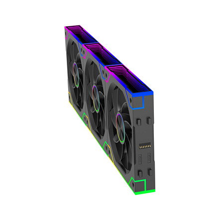 Xilence XPF360R.ARGB Pack de 3 Ventiladores para PC de 120mm PWM ARGB Reversible, Negro, 3 pines, 2000 RPM, 62 CFM