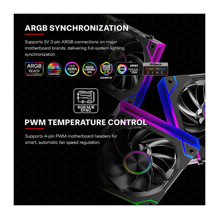Xilence XPF360R.ARGB Pack de 3 Ventiladores para PC de 120mm PWM ARGB Reversible, Negro, 3 pines, 2000 RPM, 62 CFM