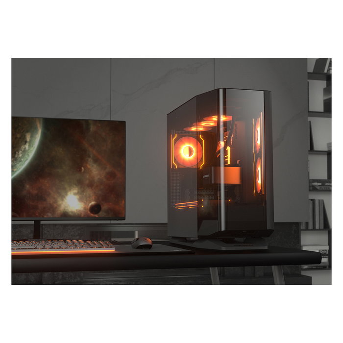 Cougar CGR-58M6B Midi Tower Negra para PC, Diseño para Juego con Panel de Vidrio Templado