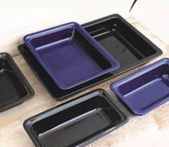 Estil Ceramic Cubeta de Porcelana GN 1/2 - 32.5 x 26.5 x 3.5 cm - Negra para Buffet y Exposición (Set de 8)