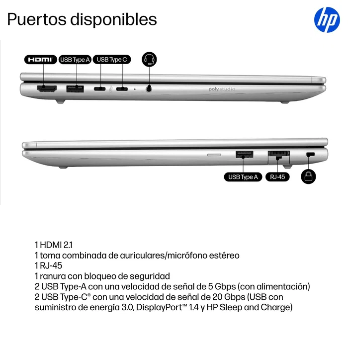 HP ProBook 4 G1iR Wolf Pro Security Edition Intel Core 5 120U 14 pulg WUXGA 16 GB 512 GB SSD Plata