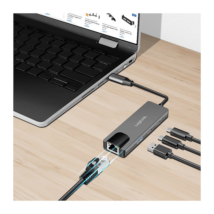LogiLink Hub USB 3.2 Gen1 con 3 puertos y adaptador Ethernet Gigabit de 2.5G LogiLink Hub USB 3.2 Gen1 con 3 puertos y adaptador Ethernet Gigabit de 2.5G