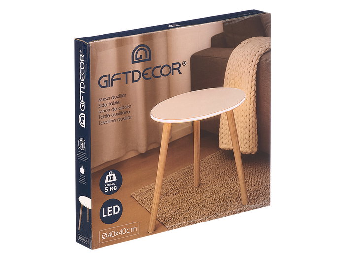 GIFTDECOR Mesa Auxiliar 40cm LED Blanca GIFTDECOR Mesa Auxiliar 40cm LED Blanca