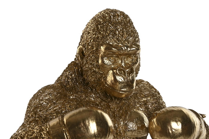 DKD Home Decor Figura de Resina Gorila Boxeador Dorado