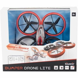 Flybotic Drone con control remoto con cama para drones y parachoques, rojo y negro