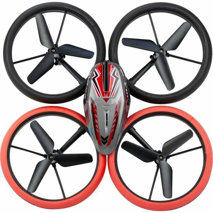 Flybotic Drone con control remoto con cama para drones y parachoques, rojo y negro
