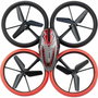 Flybotic Drone con control remoto con cama para drones y parachoques, rojo y negro