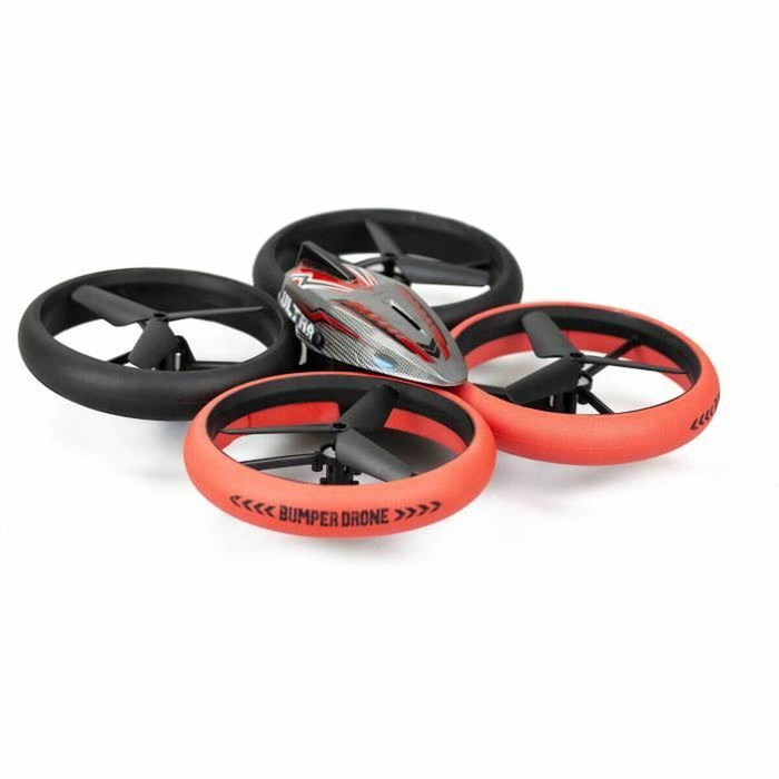 Flybotic Drone con control remoto con cama para drones y parachoques, rojo y negro