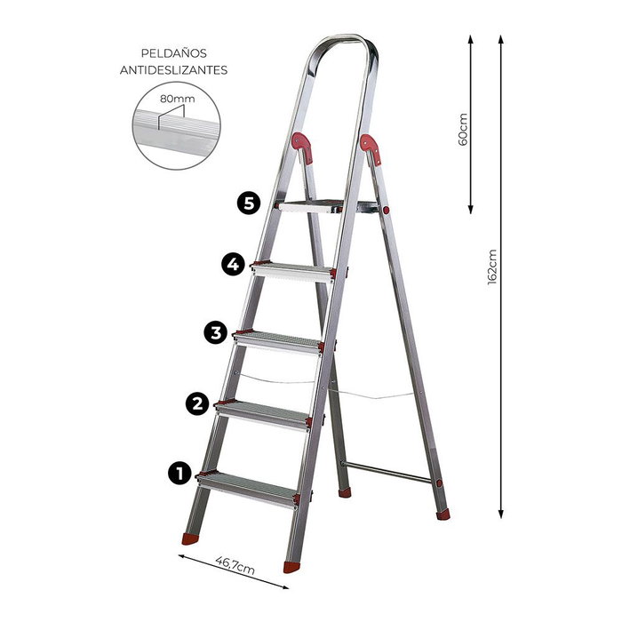 Rolser Escalera de Aluminio 5 Peldaños 101 cm Rolser Escalera de Aluminio 5 Peldaños 101 cm