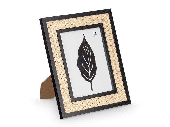 Giftdecor Portafotos Negro Cuerda Madera MDF 15 x 20 cm (Set de 12)