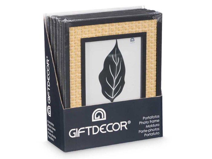 Giftdecor Portafotos Negro Cuerda Madera MDF 15 x 20 cm (Set de 12)