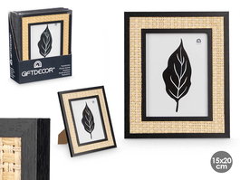 Giftdecor Portafotos Negro Cuerda Madera MDF 15 x 20 cm (Set de 12)