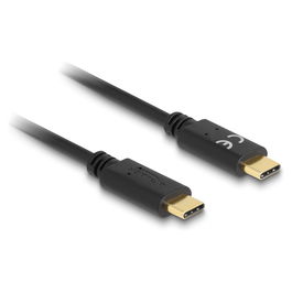 DeLOCK Cable de Carga USB-C 15 cm PD 100 W con E-Marker, Negro, USB-C a USB-C, 5 A, 22 AWG, Carga Rápida, PD 2.0
