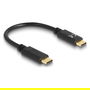 DeLOCK Cable de Carga USB-C 15 cm PD 100 W con E-Marker, Negro, USB-C a USB-C, 5 A, 22 AWG, Carga Rápida, PD 2.0