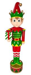 DKD Home Decor Figura de Elfo Rojo y Verde de Resina