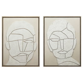 DKD Home Decor Cuadro Lienzo y Yeso Persona 3D, Pack de 2, 60x80 cm