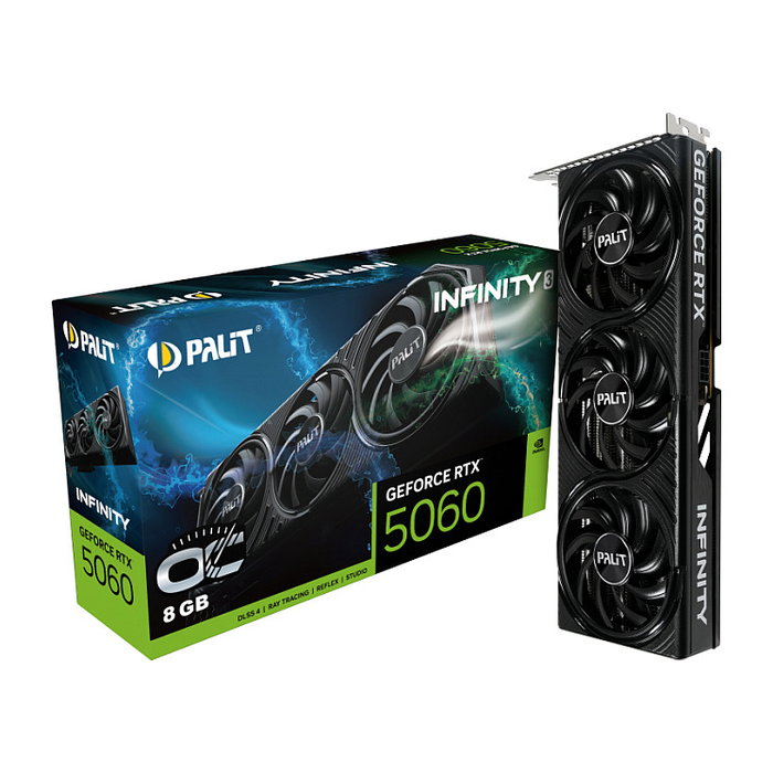 Palit RTX 5060 8GB Infinity 3 OC GDDR7 Tarjeta Gráfica con 3 Ventiladores Palit RTX 5060 8GB Infinity 3 OC GDDR7 Tarjeta Gráfica con 3 Ventiladores