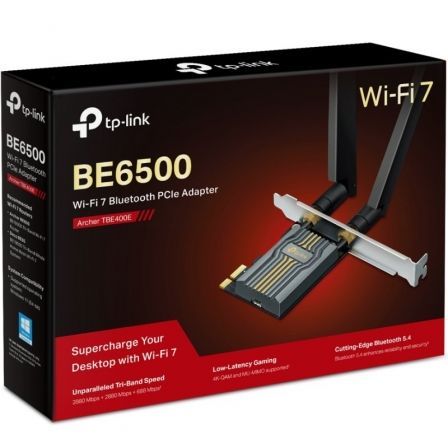 TP-Link Archer TBE400E Tarjeta de Red WiFi 7 PCIe 6500Mbps Tribanda 2.4/5/6GHz Bluetooth 5.4 WPA3 Windows 11