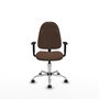 Silla de oficina Algarra con mecanismo Contacto permanente básico tapizada con Tela color Marrón oscuro. Equipada con Base cromada, Brazos 1D y Ruedas de parqué