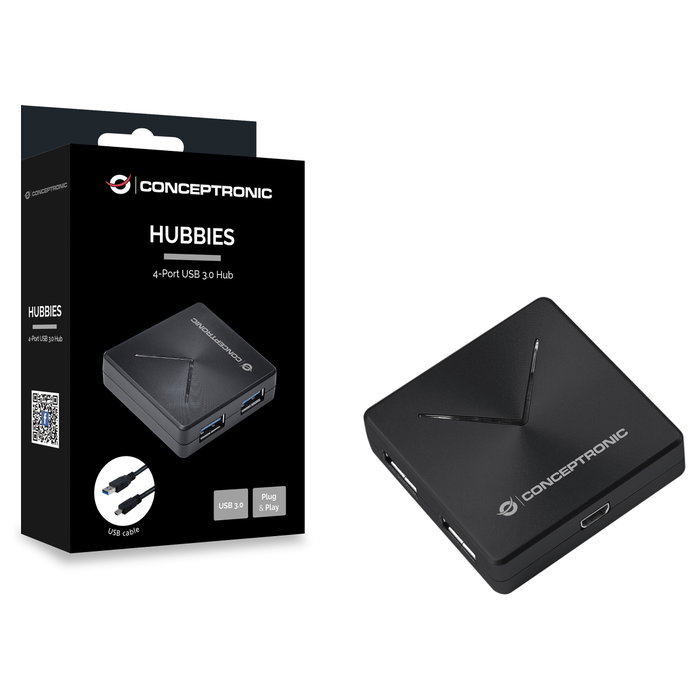 Conceptronic HUBBIES02B Hub USB de 4 puertos USB 3.0, Negro Conceptronic HUBBIES02B Hub USB de 4 puertos USB 3.0, Negro