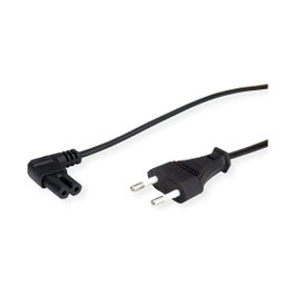 Cable de alimentación 19.99.2088 con conector Euro de clavija plana a C7 angular, 1,8 m, negro