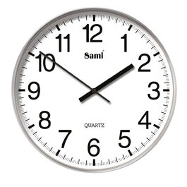 SAMI Reloj de Pared HQ Taiwan RED, 30 cm, Plata Mate, para Decoración de Hogar u Oficina