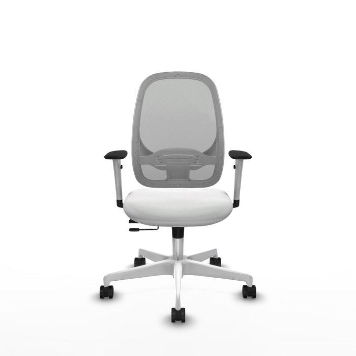 PIQUERAS Y CRESPO Silla de oficina Cilanco con mecanismo Sincro/Traslack, Tela Blanca y Malla Gris