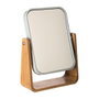 5Five Espejo de Baño con Pie de Bambú Naturéo Blanco Espejo Doble Cara 22 x 16 x 6 cm Bambú Vidrio Poliestireno