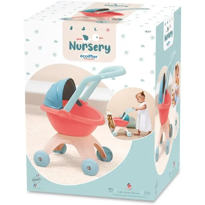 Ecoiffier Cochecito Nursery 1837 - Juguete de Paseo para Bebés de 18 Meses - ECO3280250018377